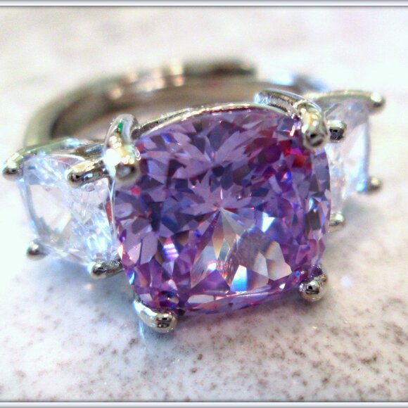 Alexandrite Purple gemstone radiant cut Rings For WomenParty Jewelry S 7